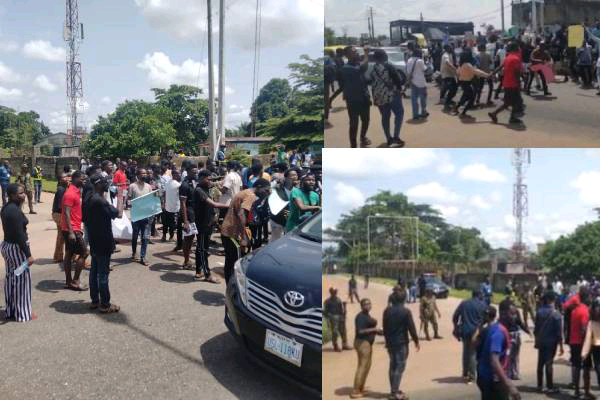 Benin Airport Gate Blocked By University Students In Protest Over ASUU Strike.